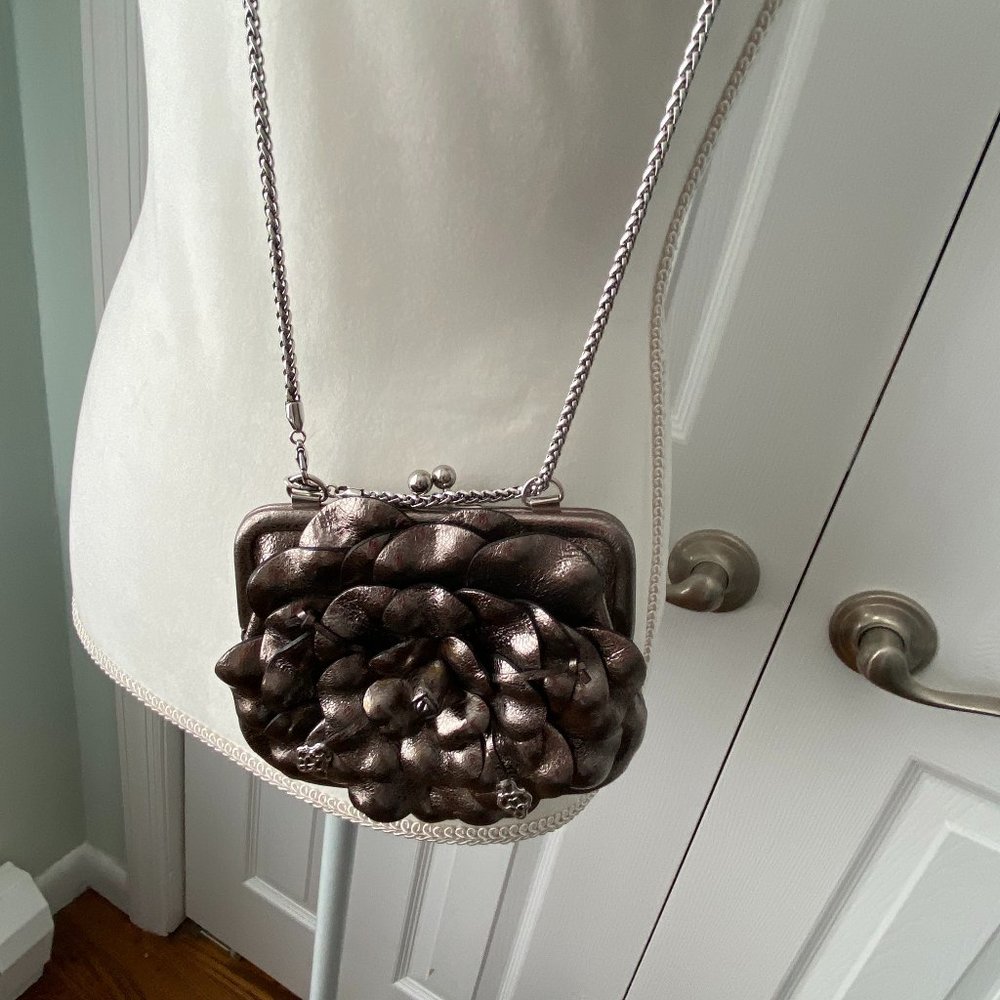 Brighton Metallic Crossbody Bag with Floral Design